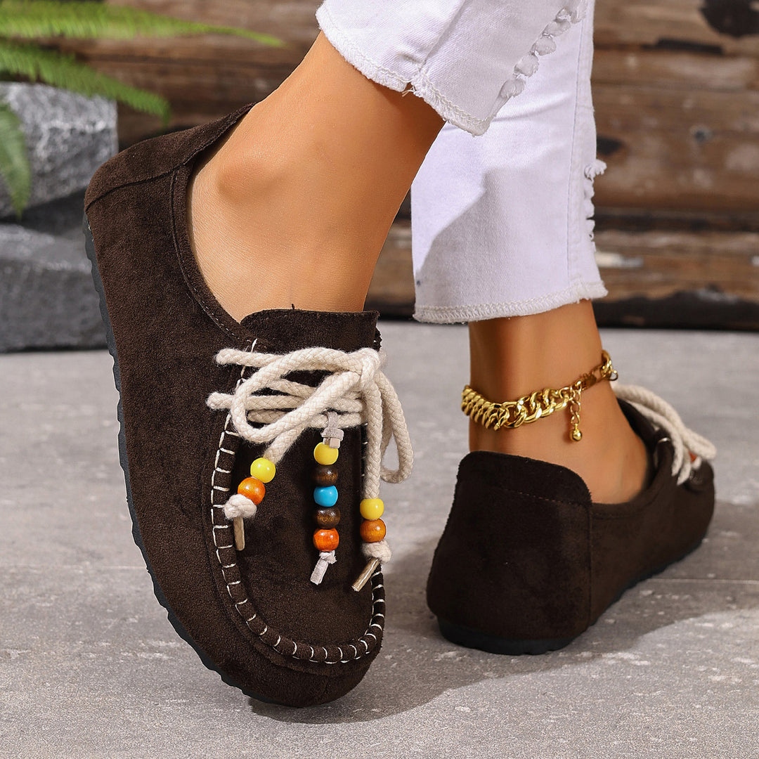 Boho Suede Slip-On Loafers for Women