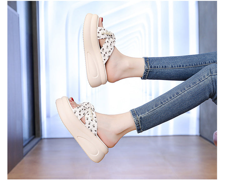 Floral Platform Slide Sandals