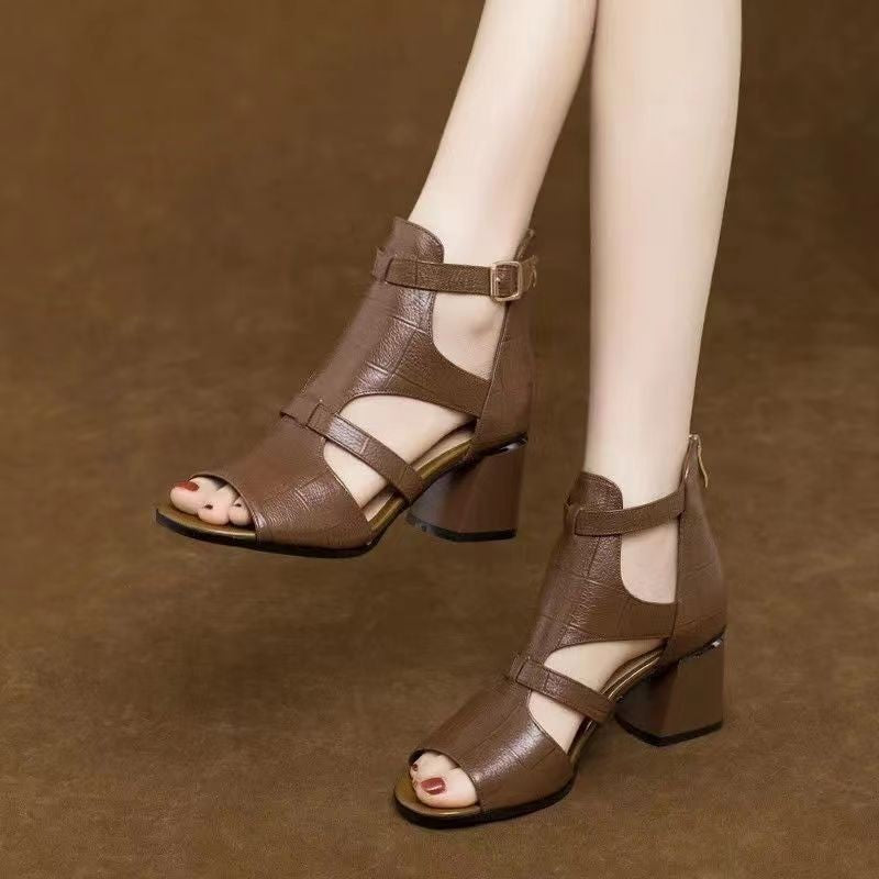 Cut-Out Block Heel Sandals