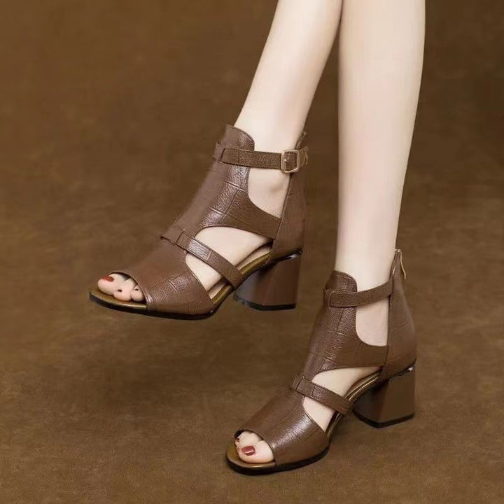 Cut-Out Block Heel Sandals