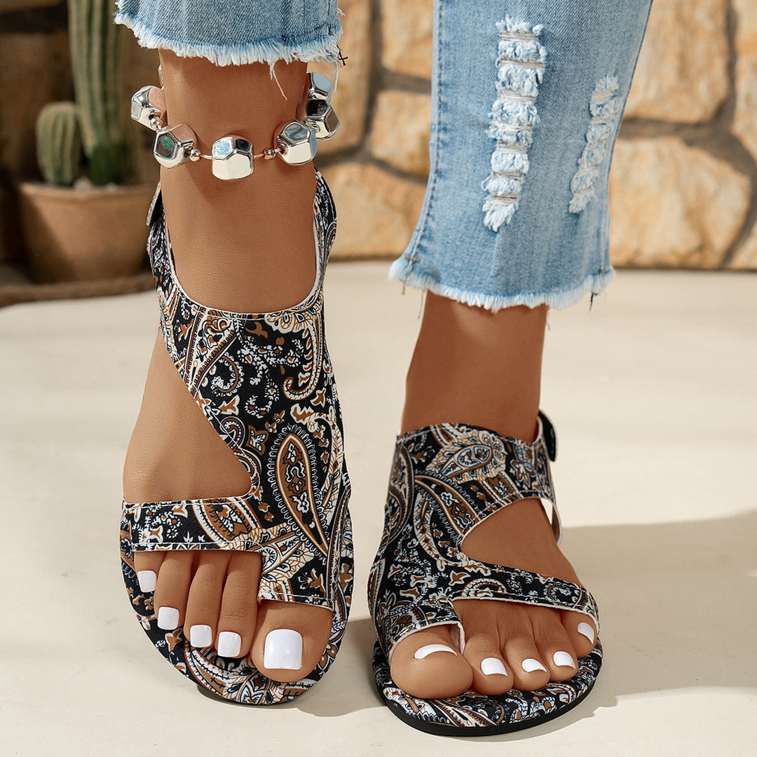 Colorful Bohemian Print Flat Sandals
