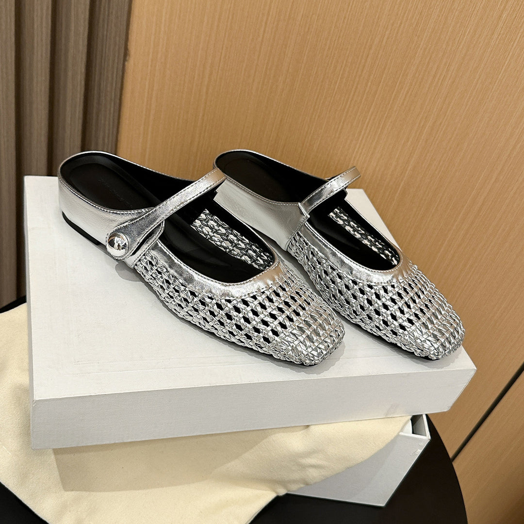 Woven Cut-Out Slingback Flats
