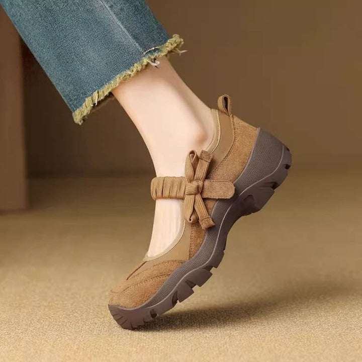 Suede Platform Mary Jane Flats