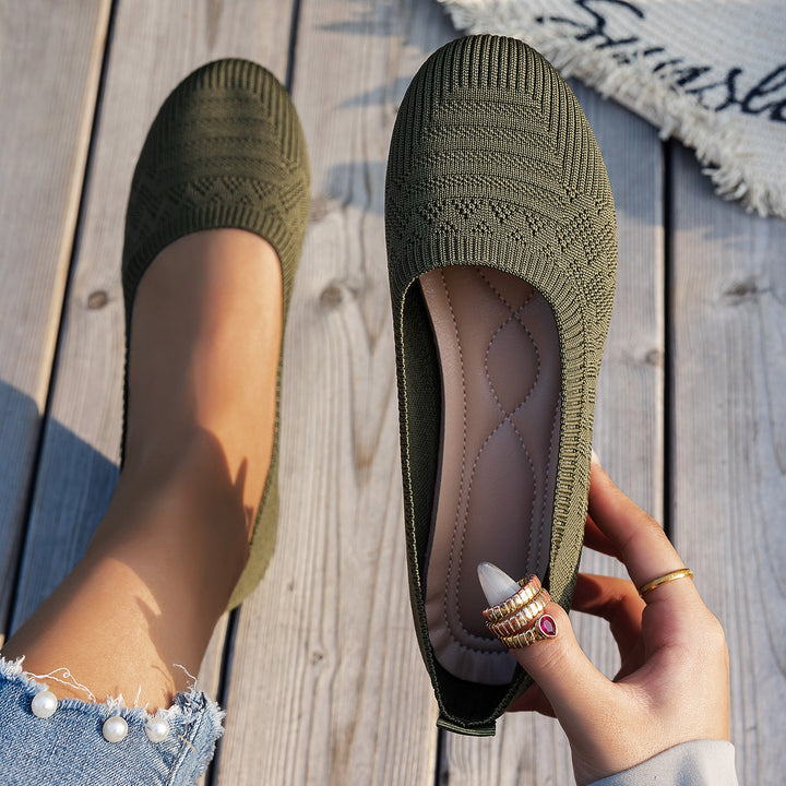 Breathable Knit Slip-On Flats