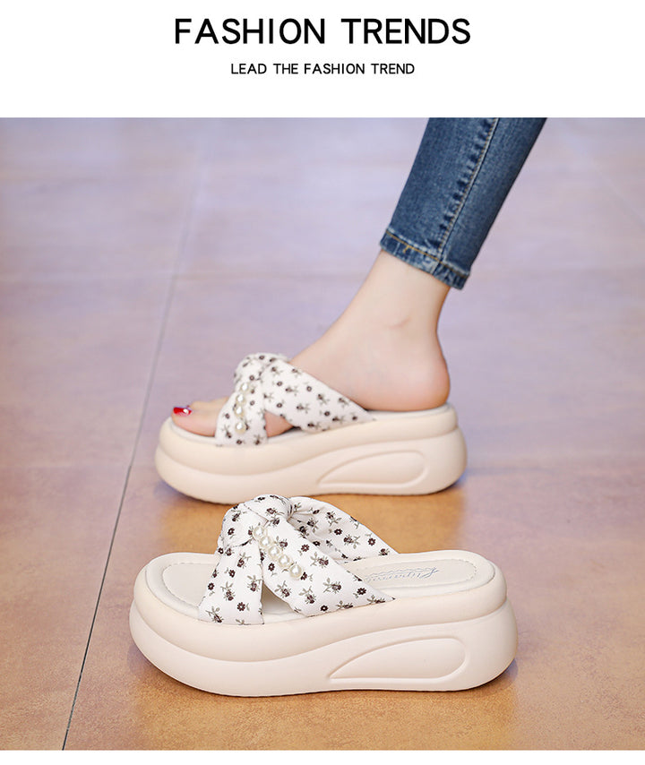 Floral Platform Slide Sandals