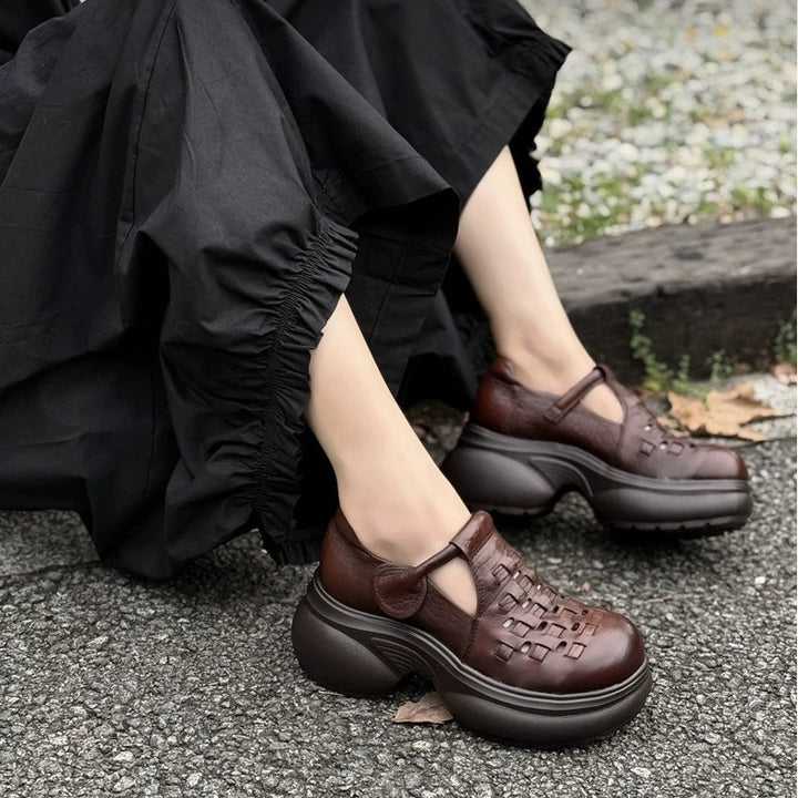 Vintage Woven Closed Toe Platform Mule Sandals