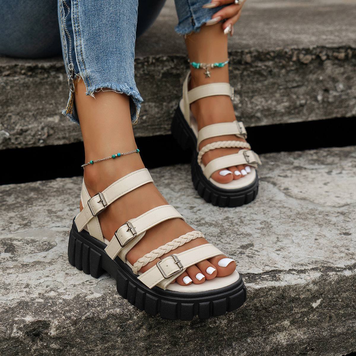 Platform Buckle Strap Sandals