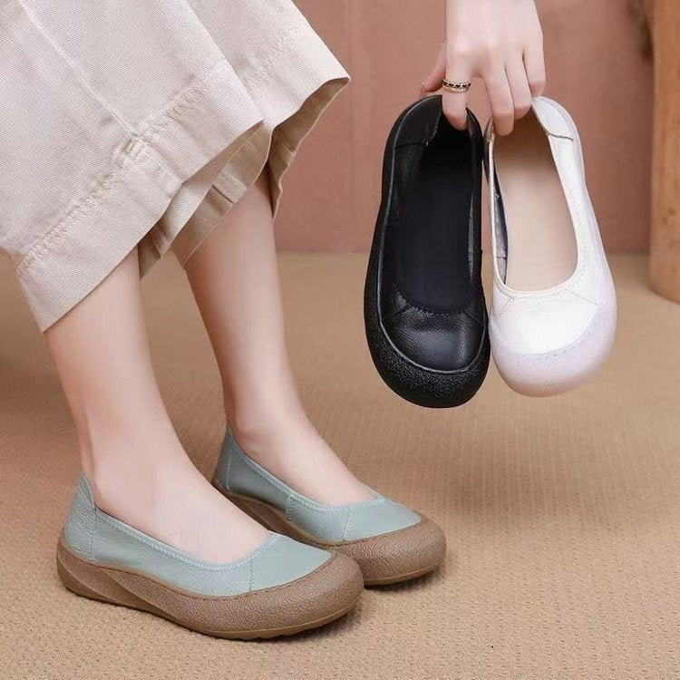Soft Leather Platform Comfort Flats