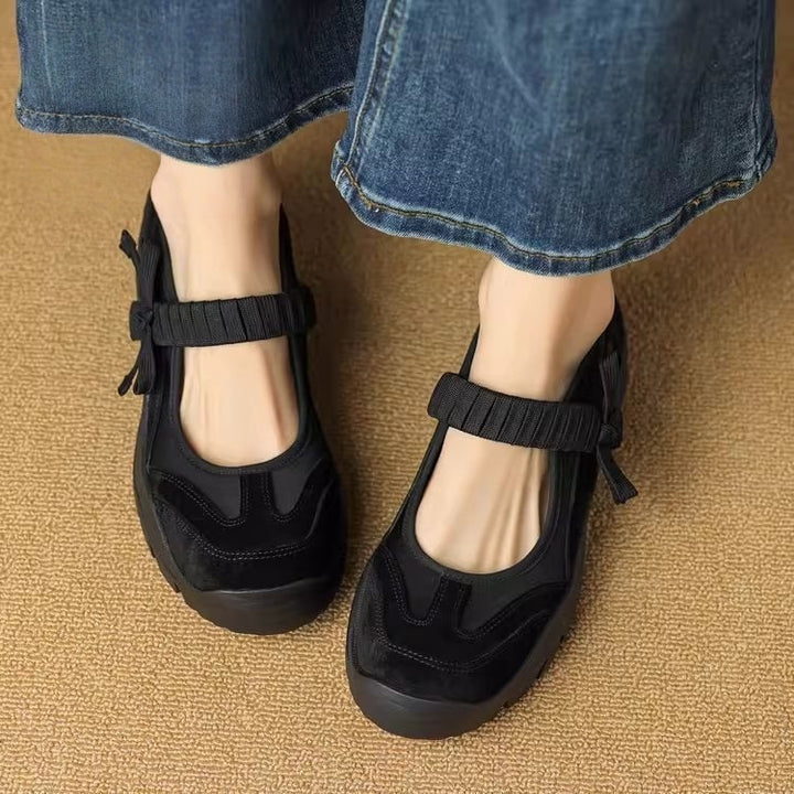 Suede Platform Mary Jane Flats