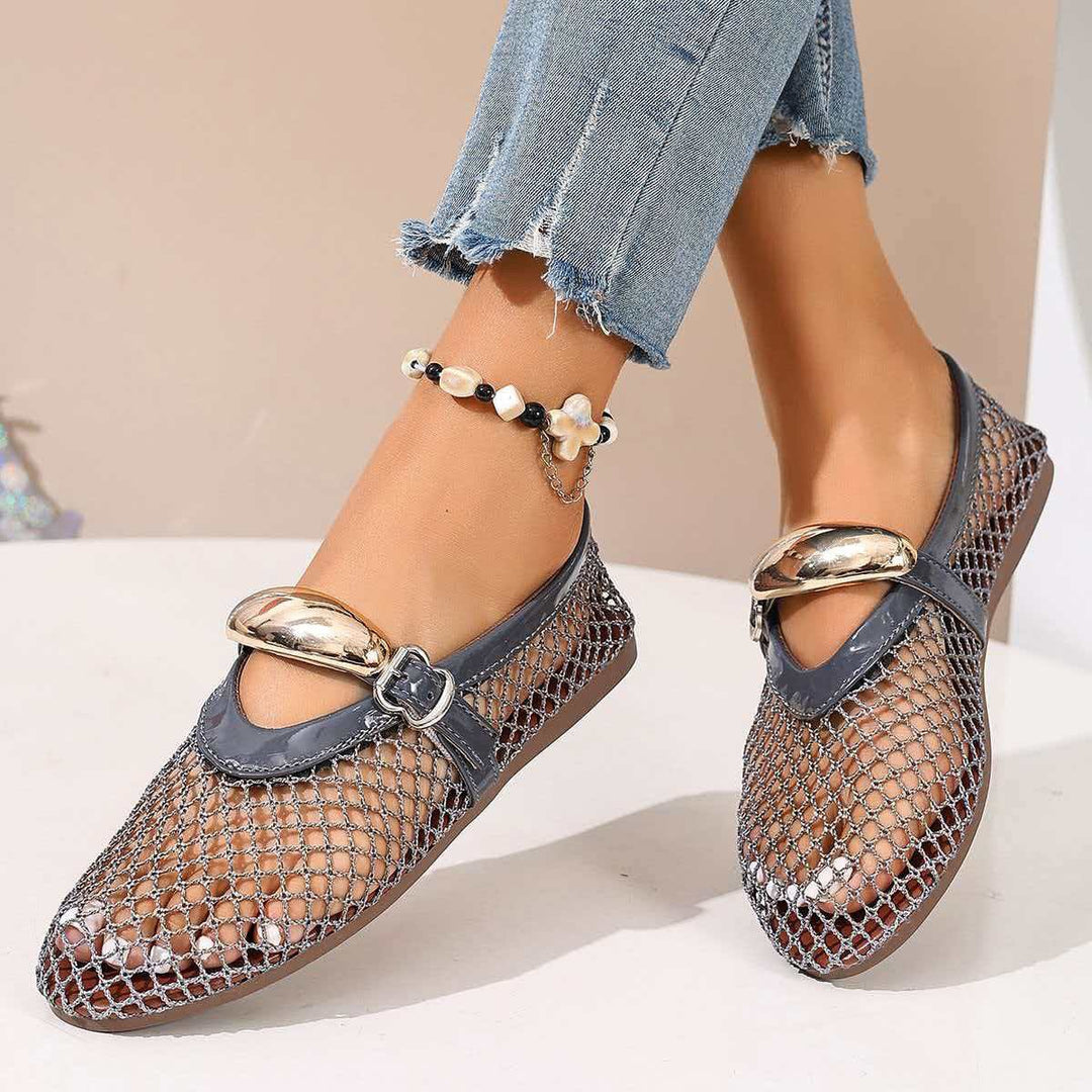Mesh Cutout Mary Jane Flats