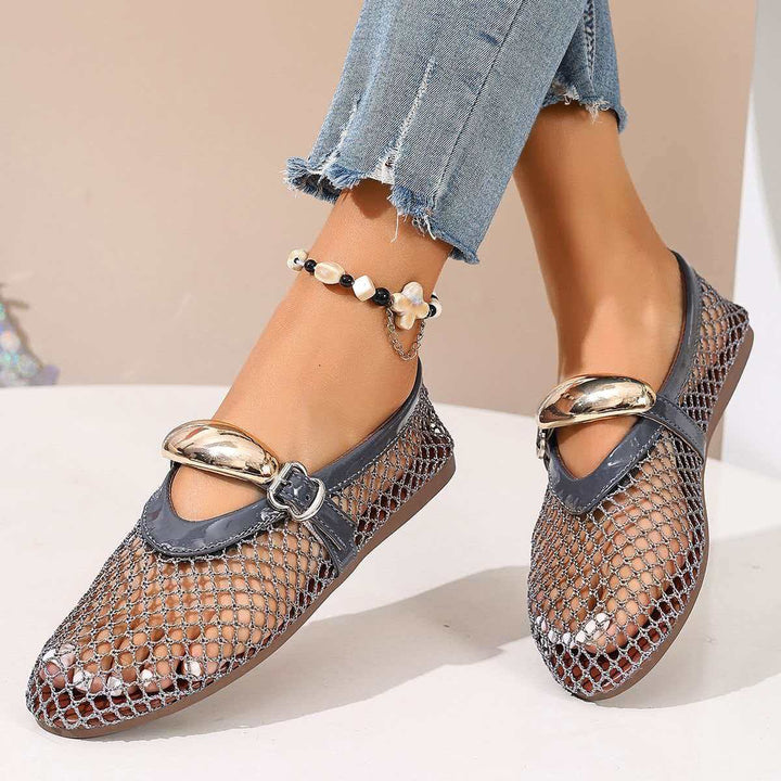 Mesh Cutout Mary Jane Flats