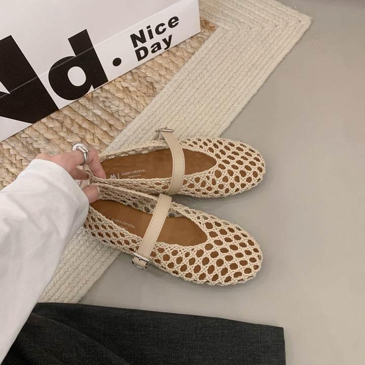 Woven Mesh Mary Jane Flats