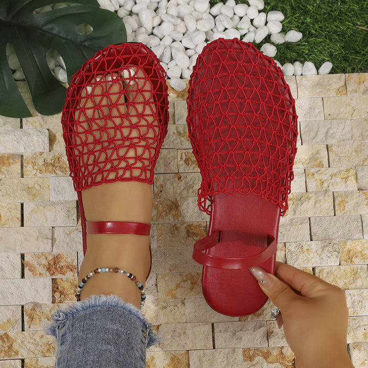 Mesh Closed-Toe Slide Sandals