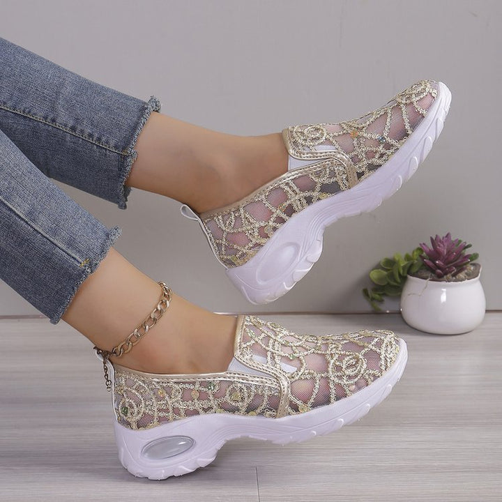 Lace Mesh Slip-On Sneakers