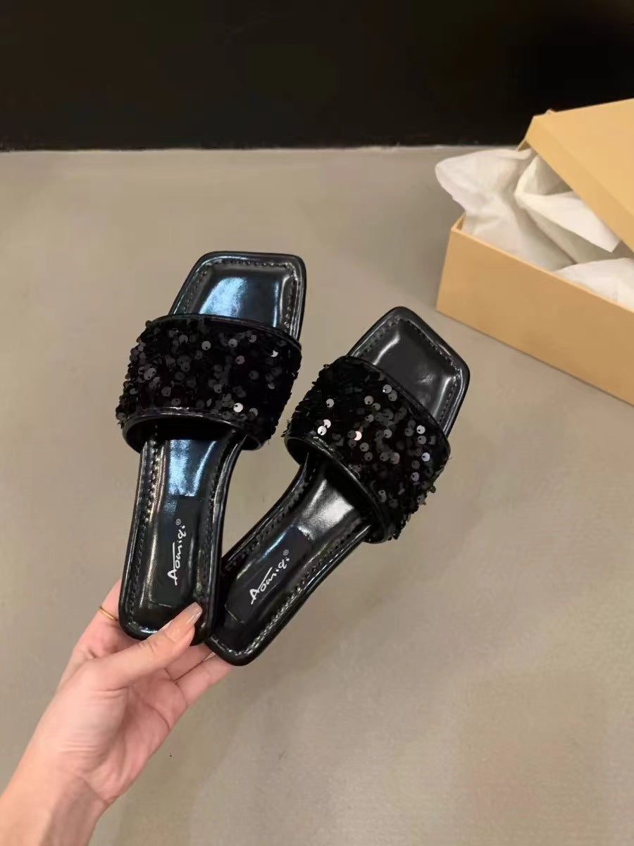 Glitter Slide Sandals for Women