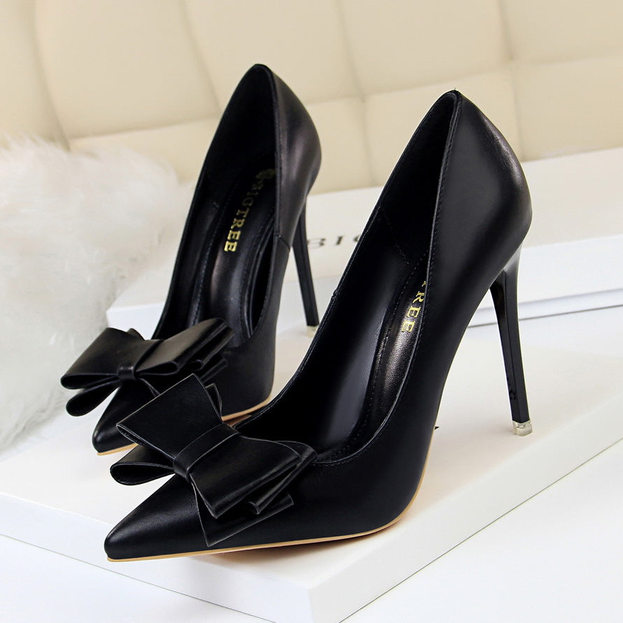 Bow Pointed-Toe Stiletto Pumps