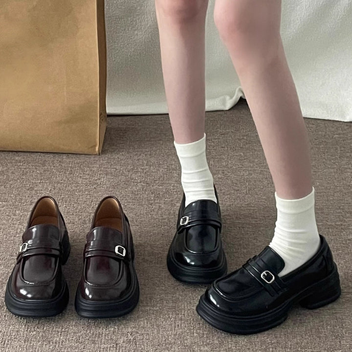 Chunky Buckle Platform Loafers