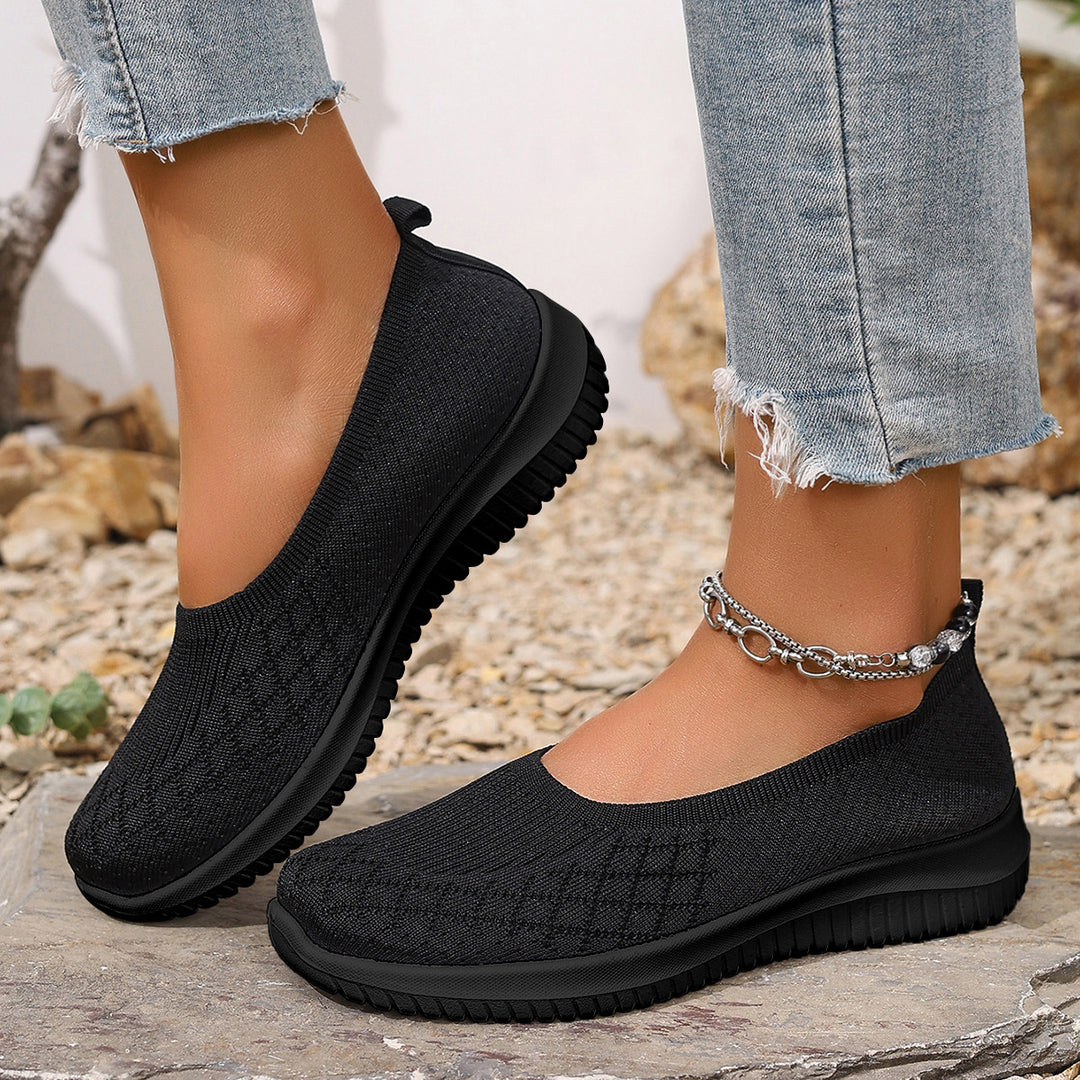 Breathable Knit Slip-On Flats