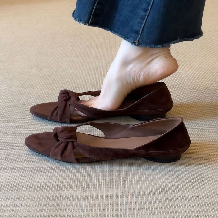 Elegant Bow Knot Slingback Flat Sandals
