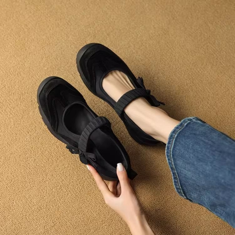 Suede Platform Mary Jane Flats