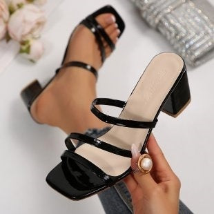 Metallic Strappy Heeled Sandals