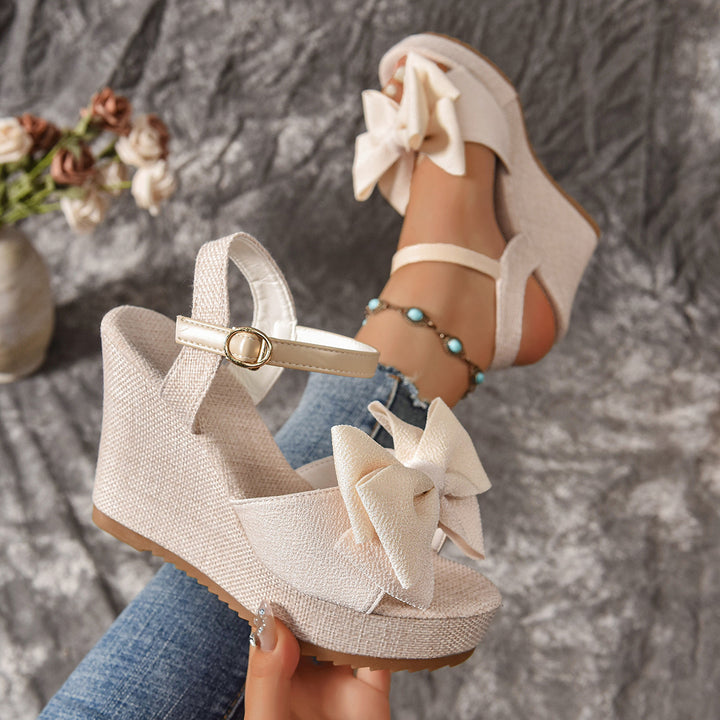 Plus Size Bow Wedge Roman Sandals