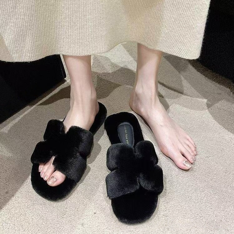 Faux Fur Slide Sandals
