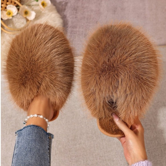 Plush Faux Fur Slippers