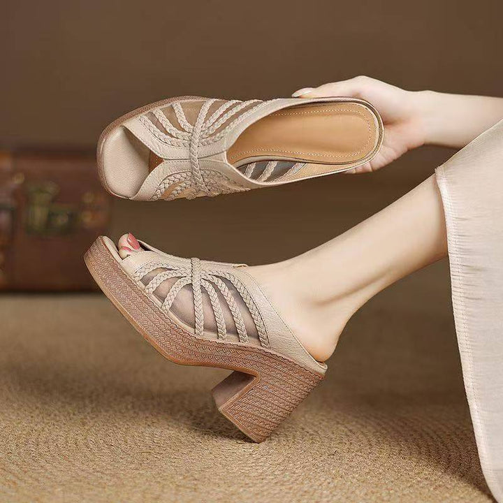 Espadrille Platform Wedge Slide Sandals