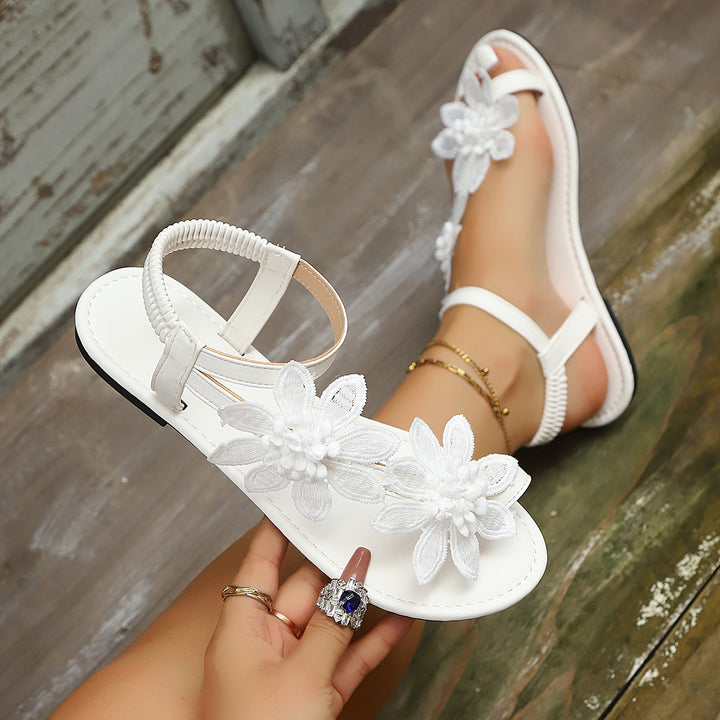 Floral Toe Loop Roman Sandals