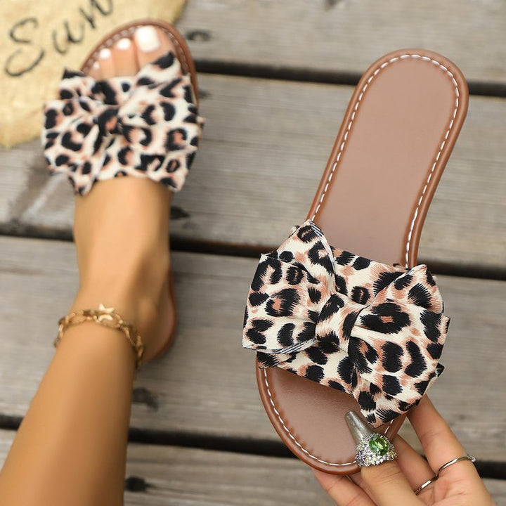 Plus Size Bow Flat Slide Sandals