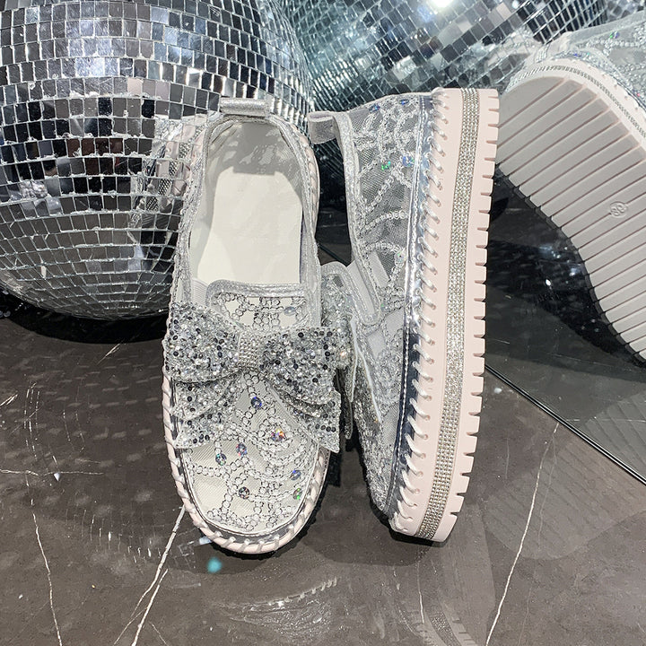 Crystal Bow Platform Sneakers