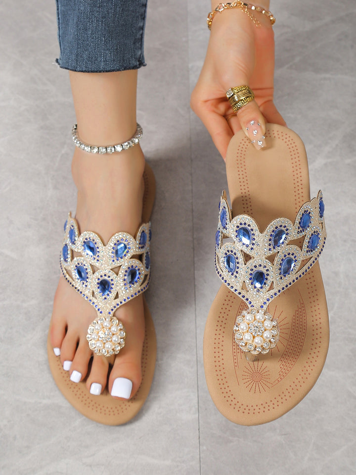 Crystal Pearl Flat Sandals