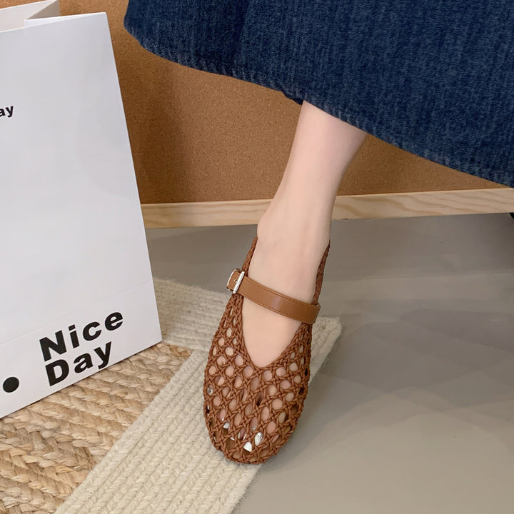 Woven Mesh Mary Jane Flats