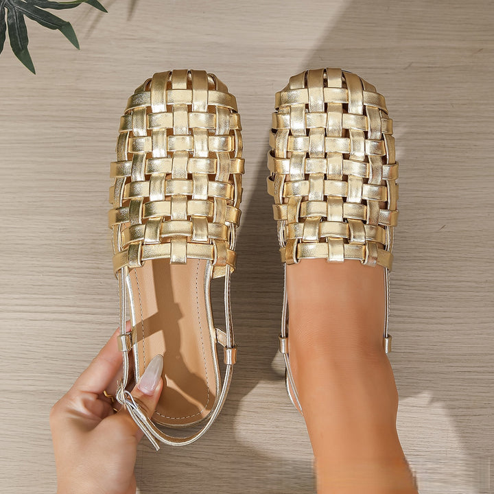 Woven Closed Toe Roman Flat Sandals