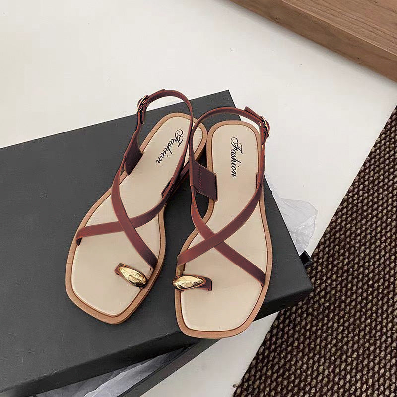 Gold Detail Strappy Sandals