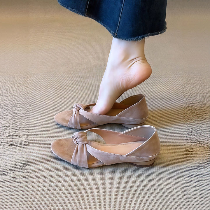 Elegant Bow Knot Slingback Flat Sandals