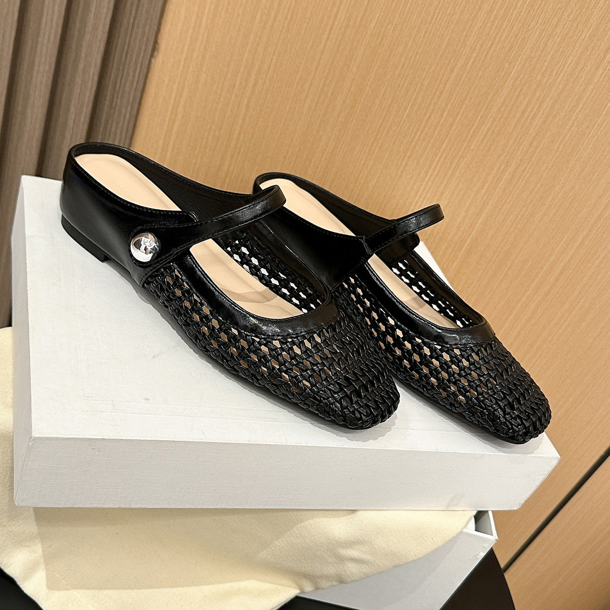 Woven Cut-Out Slingback Flats