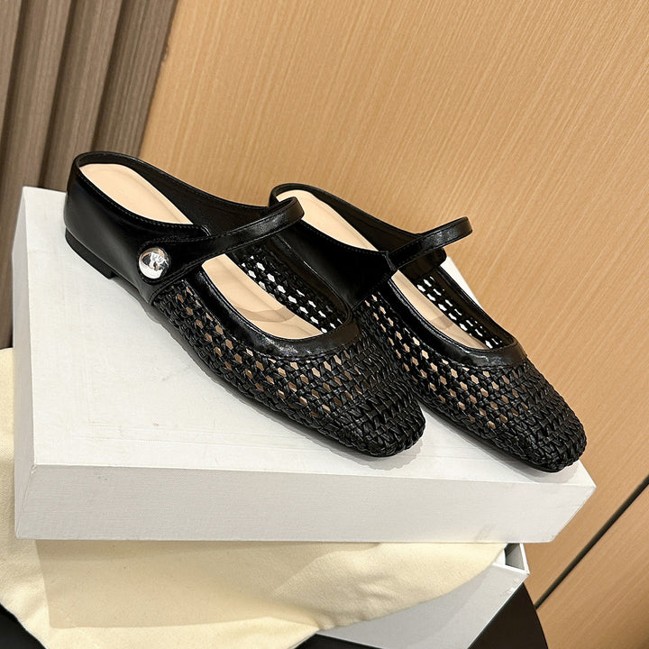 Woven Cut-Out Slingback Flats