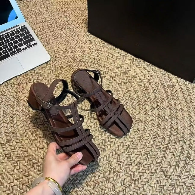 French Square Toe Slingback Sandals