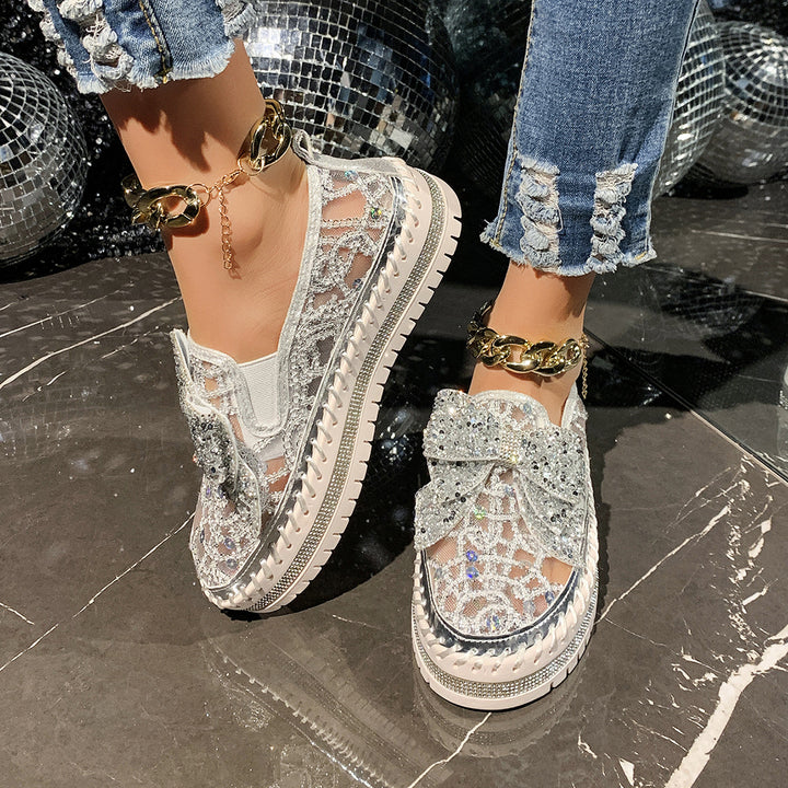 Crystal Bow Platform Sneakers