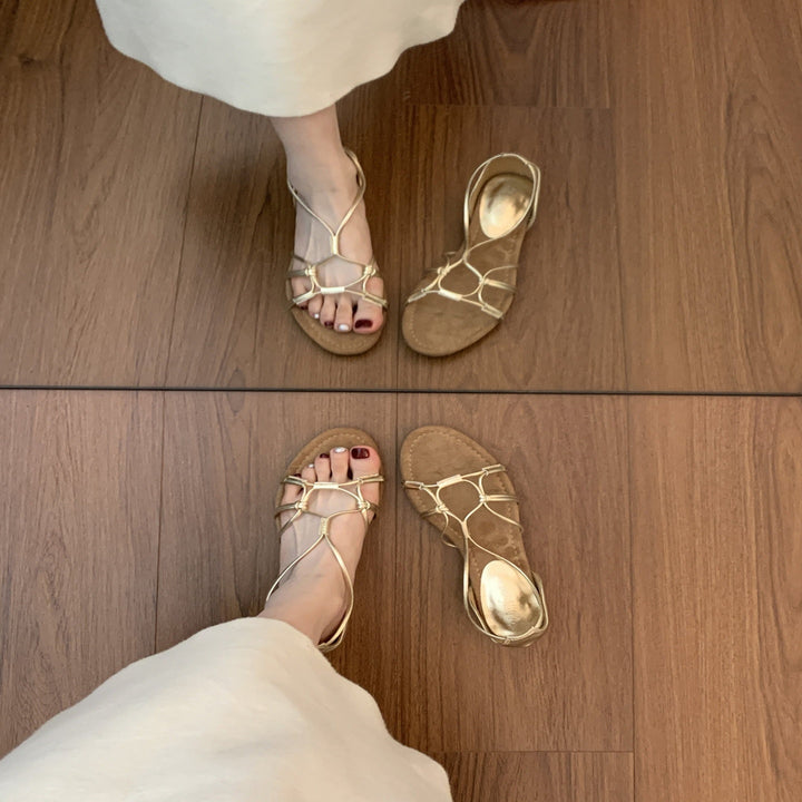 Elegant Strappy Low Heel Sandals