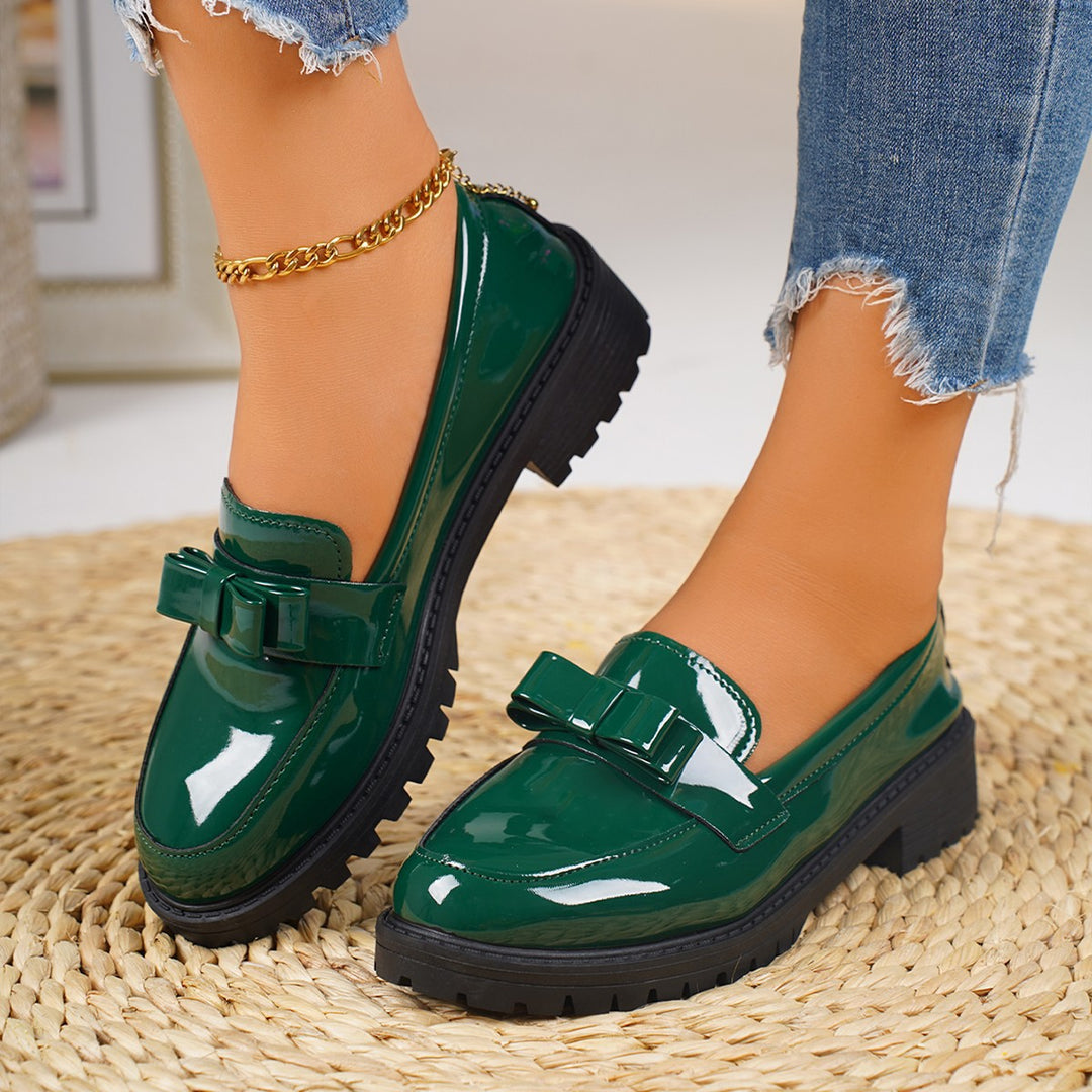 Patent Leather Bow Mary Jane Loafers