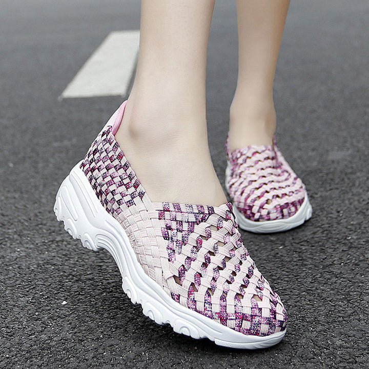 Colorful Woven Platform Slip-On Sneakers
