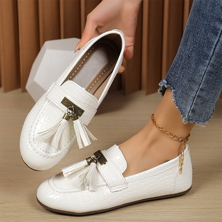 Vintage Croc-Embossed Tassel Loafers