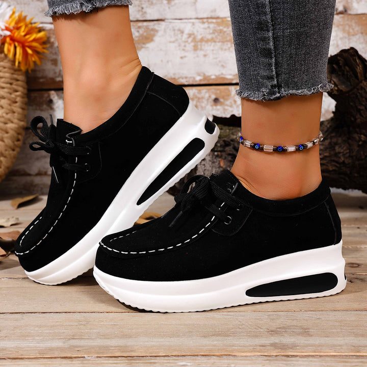 Suede Platform Lace-Up Walking Shoes