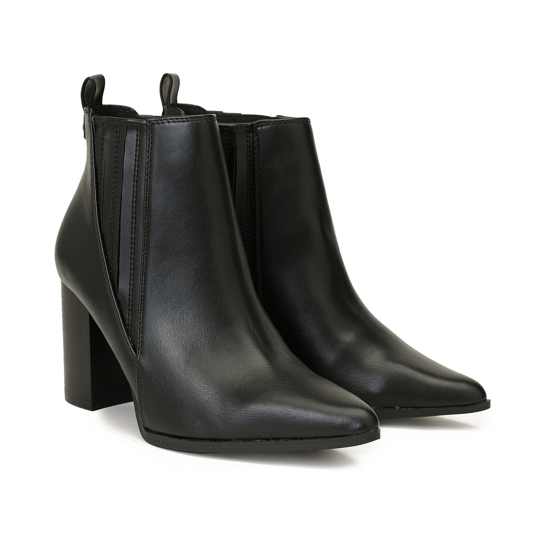 Classic Pointed Toe Block Heel Ankle Boots