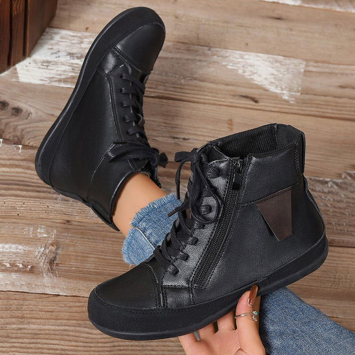 Vintage Lace-Up Flat Ankle Boots
