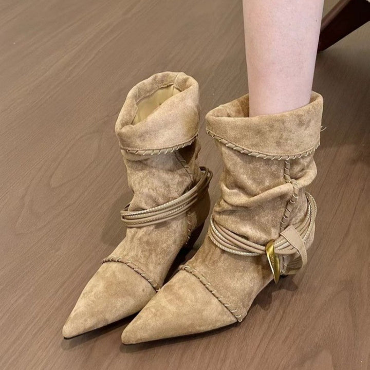 Vintage Suede Pointed Toe Boots