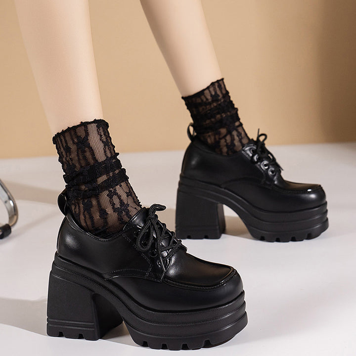 Chunky Platform Lace-Up Pumps